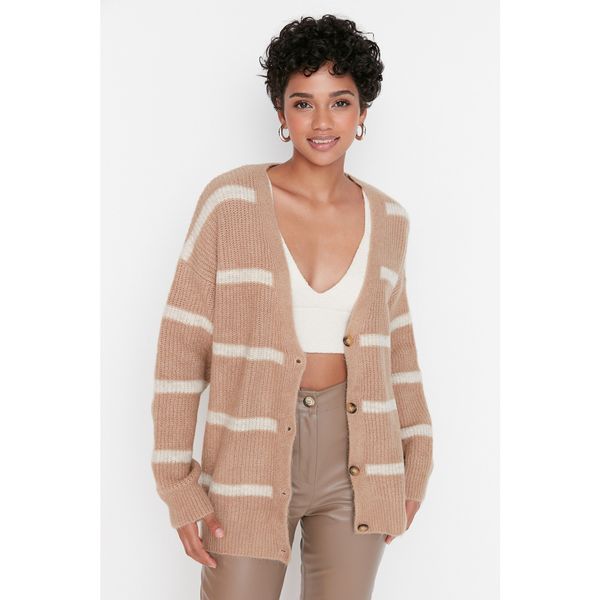 Trendyol Trendyol Stone Striped Button Detailed Knitwear Cardigan