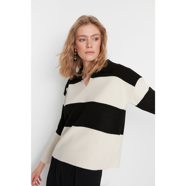 Trendyol Trendyol Stone Striped Polo Neck Knitwear Sweater
