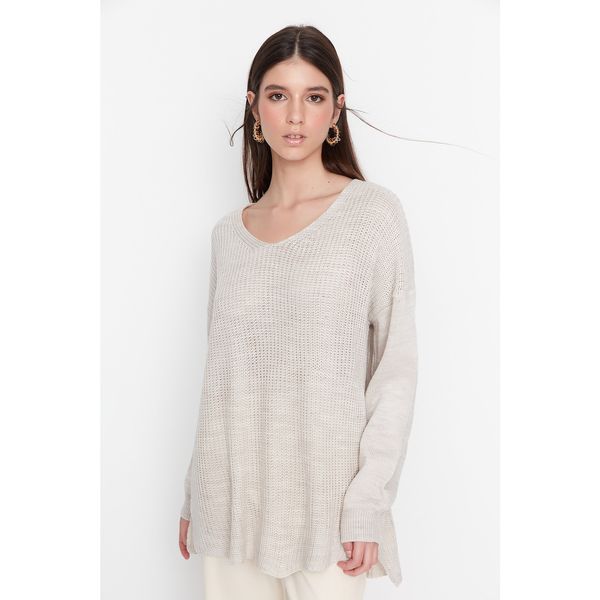 Trendyol Trendyol Stone V Neck Knitwear Sweater