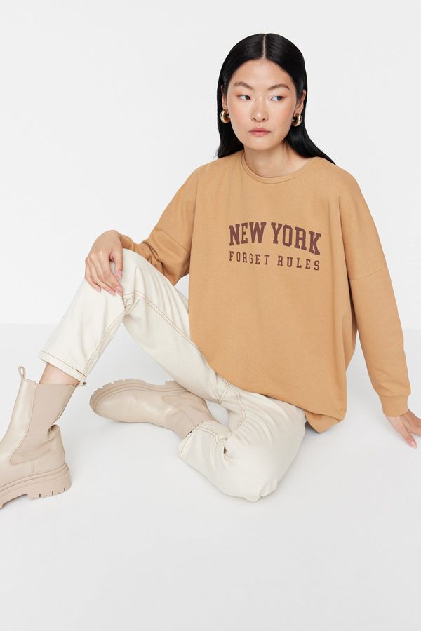 Trendyol Trendyol Sweatshirt - Brown - Oversize