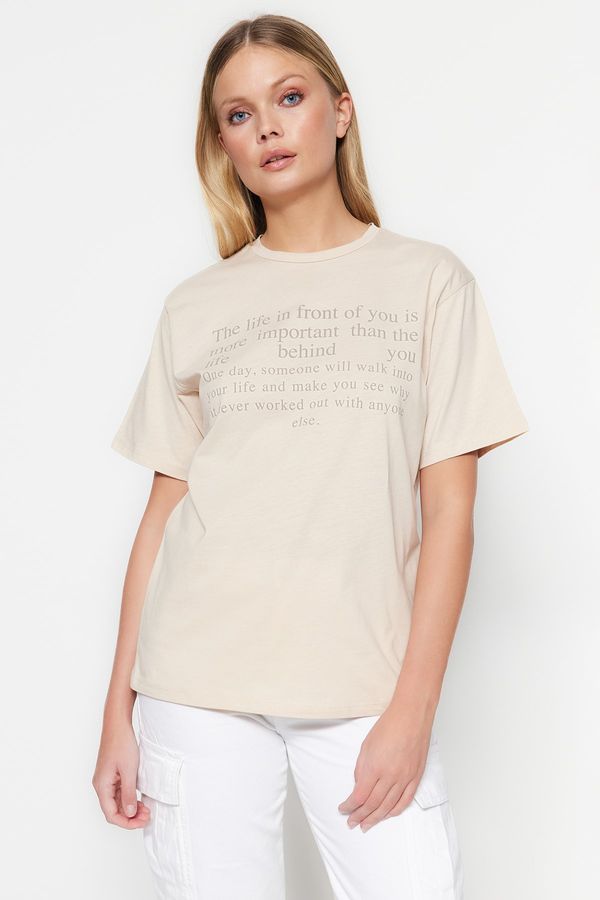 Trendyol Trendyol T-Shirt - Beige - Oversize