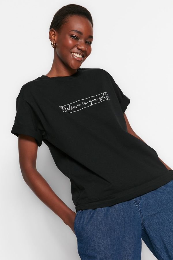 Trendyol Trendyol T-Shirt - Black - Boyfriend