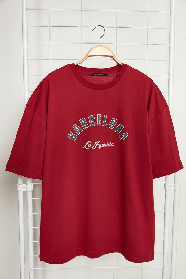 Trendyol Trendyol T-Shirt - Burgundy - Oversize