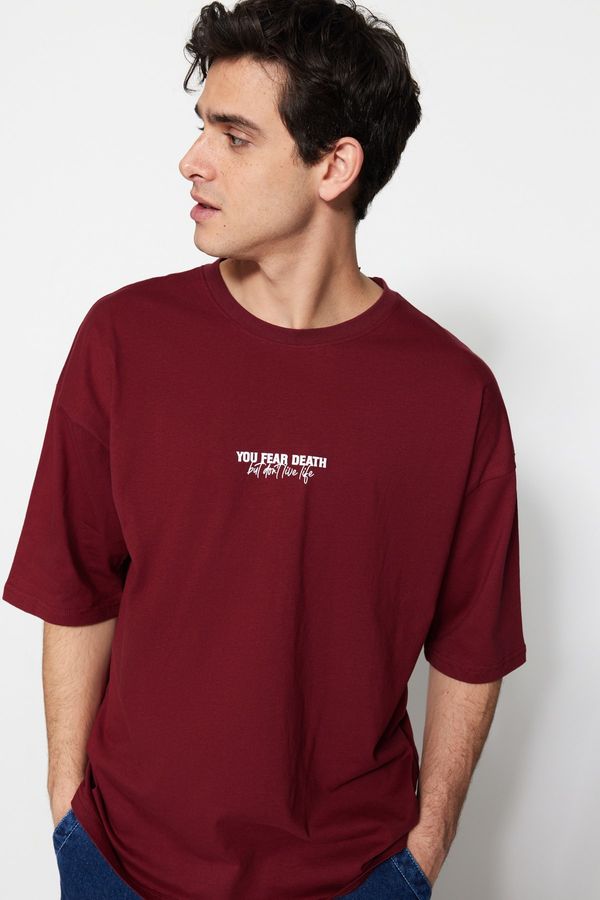 Trendyol Trendyol T-Shirt - Burgundy - Oversize