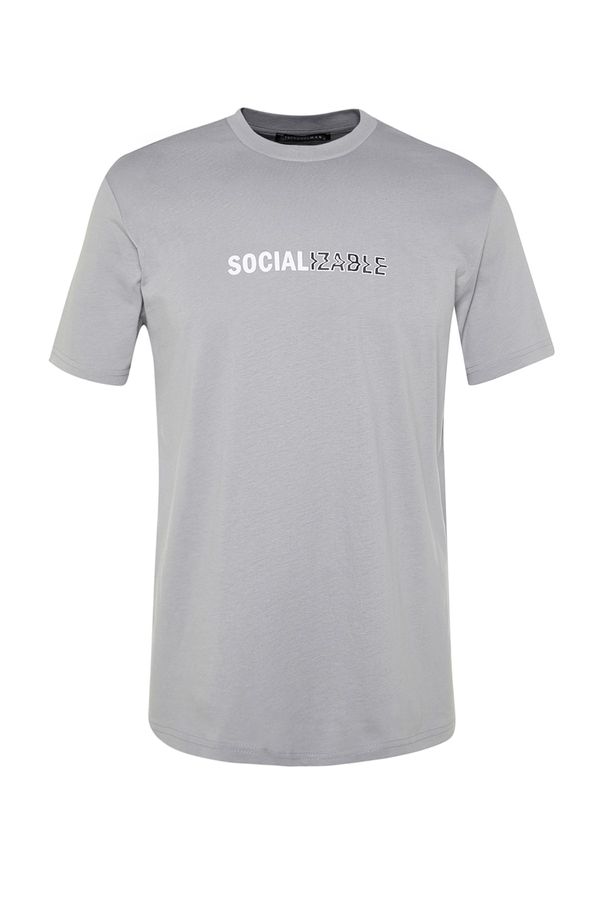 Trendyol Trendyol T-Shirt - Gray - Fitted