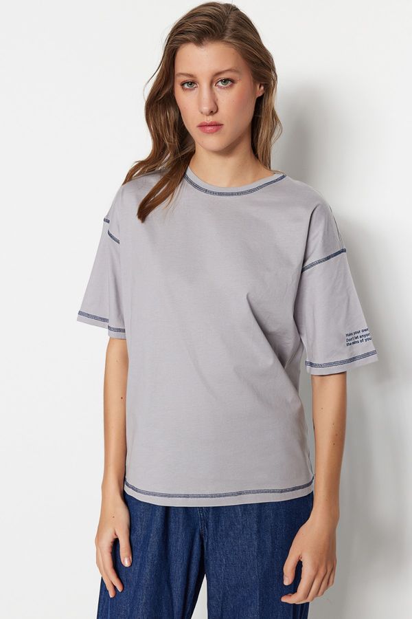 Trendyol Trendyol T-Shirt - Gray - Relaxed fit