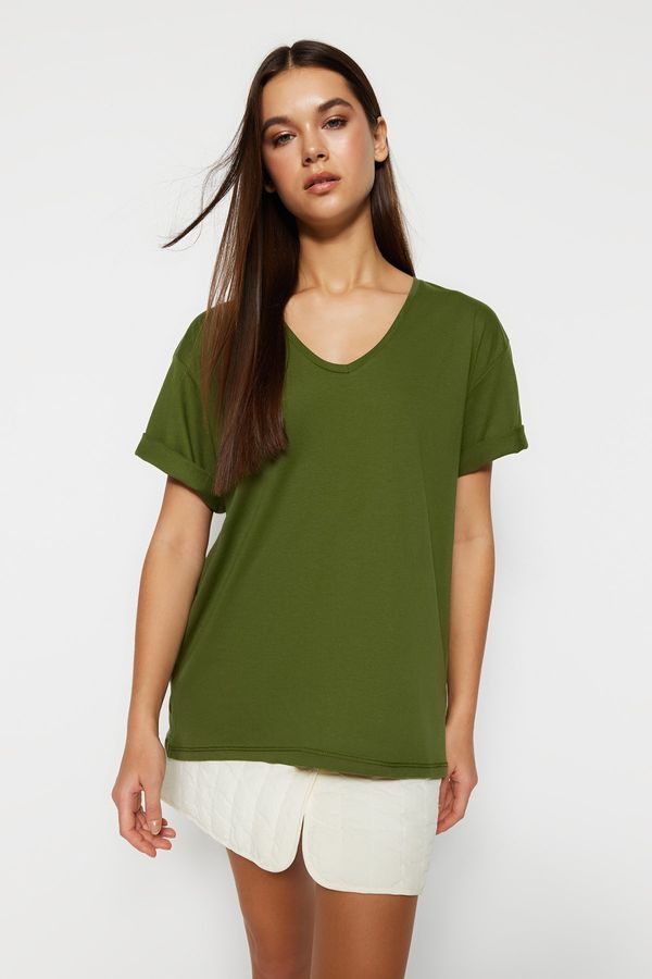 Trendyol Trendyol T-Shirt - Khaki - Oversize