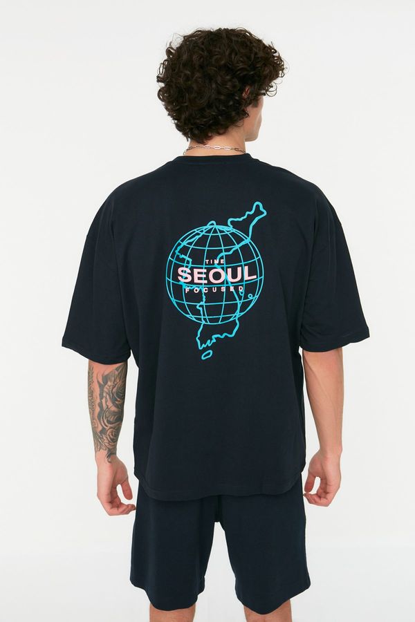 Trendyol Trendyol T-Shirt - Navy blue - Oversize