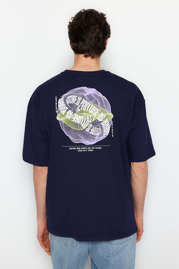 Trendyol Trendyol T-Shirt - Navy blue - Oversize