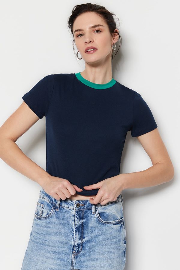 Trendyol Trendyol T-Shirt - Navy blue - Slim fit