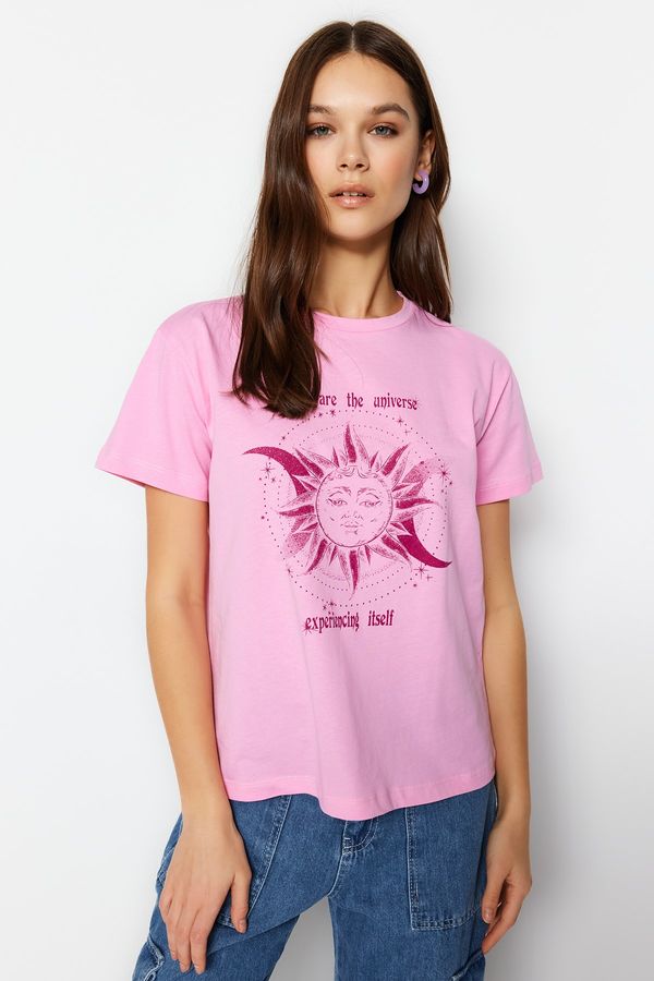 Trendyol Trendyol T-Shirt - Pink - Semi-fit