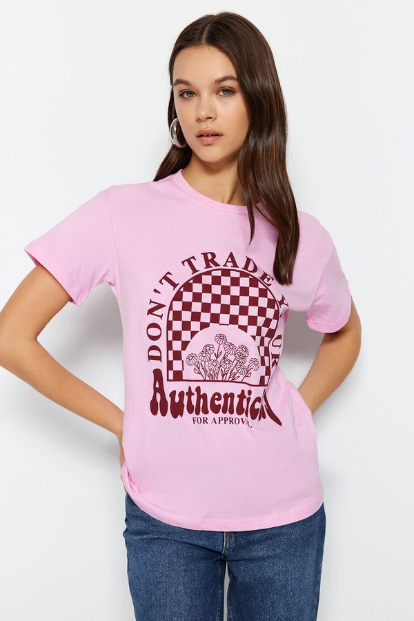 Trendyol Trendyol T-Shirt - Pink - Semi-fit