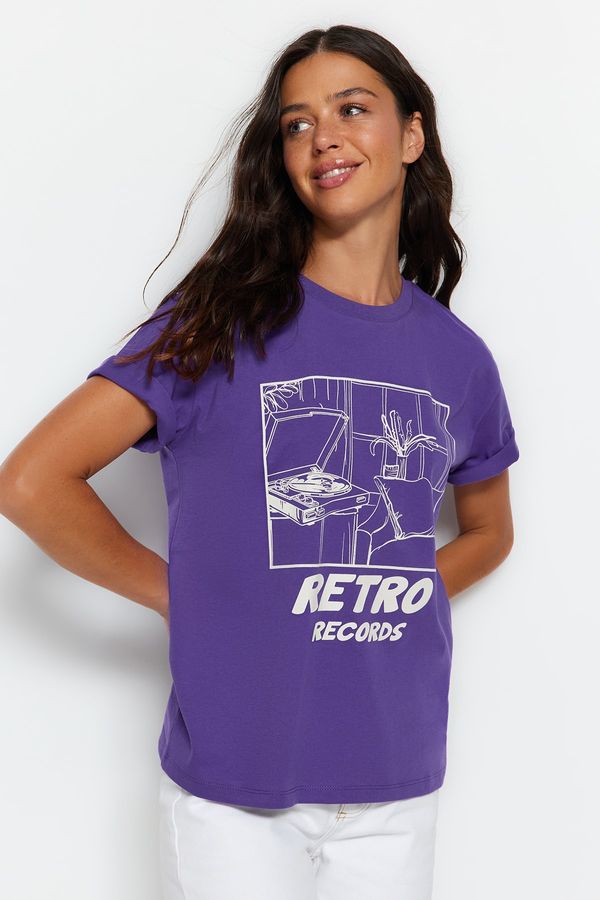 Trendyol Trendyol T-Shirt - Purple - Boyfriend