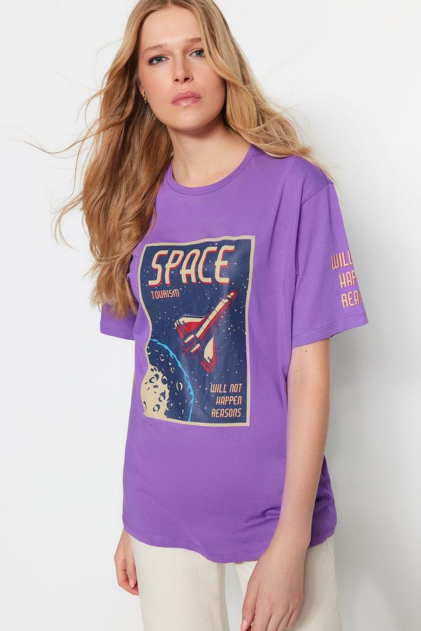 Trendyol Trendyol T-Shirt - Purple - Oversize