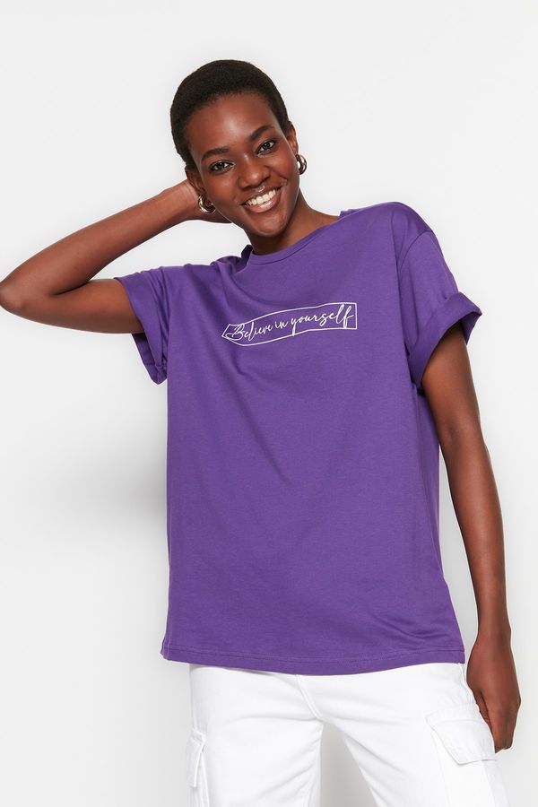 Trendyol Trendyol T-Shirt - Purple - Relaxed