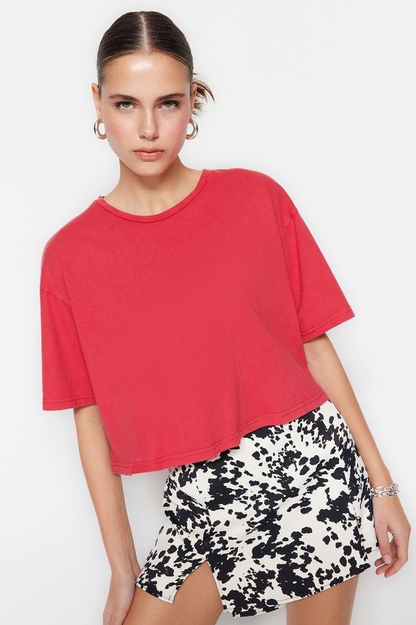 Trendyol Trendyol T-Shirt - Red - Relaxed fit