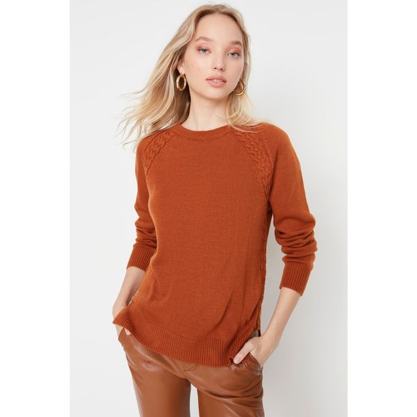 Trendyol Trendyol Taba Knitted Detailed Knitwear Sweater