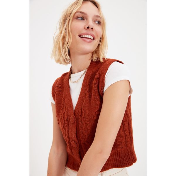 Trendyol Trendyol Taba Knitted Detailed Knitwear Sweter