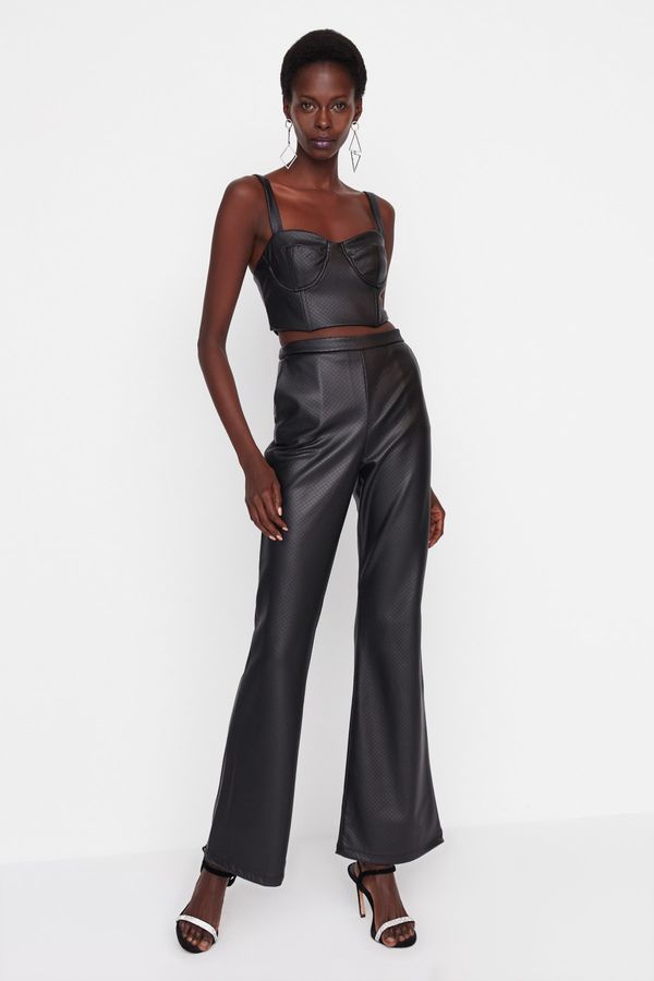 Trendyol Trendyol Textured Faux Leather Trousers