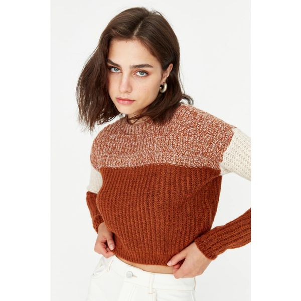 Trendyol Trendyol Tile Color Block Crop Knitwear Sweater