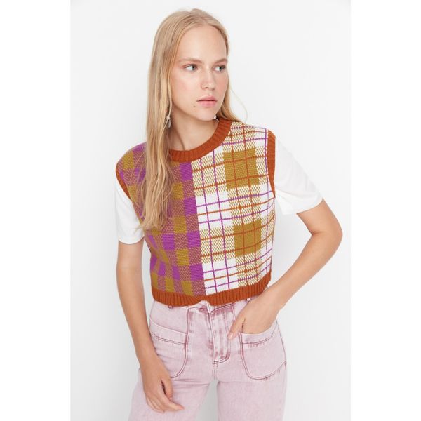 Trendyol Trendyol Tile Crop Jacquard Knitwear Sweater