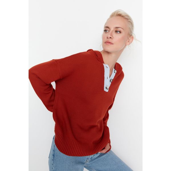 Trendyol Trendyol Tile Hooded Detailed Knitwear Sweater