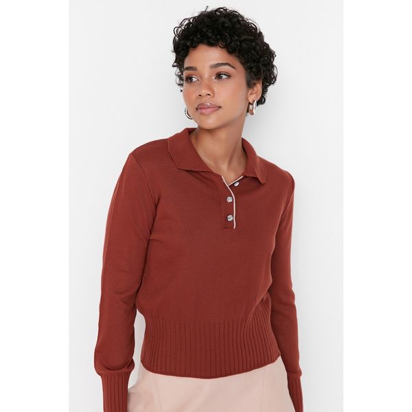 Trendyol Trendyol Tile Jewel Button Polo Collar Knitwear Sweater