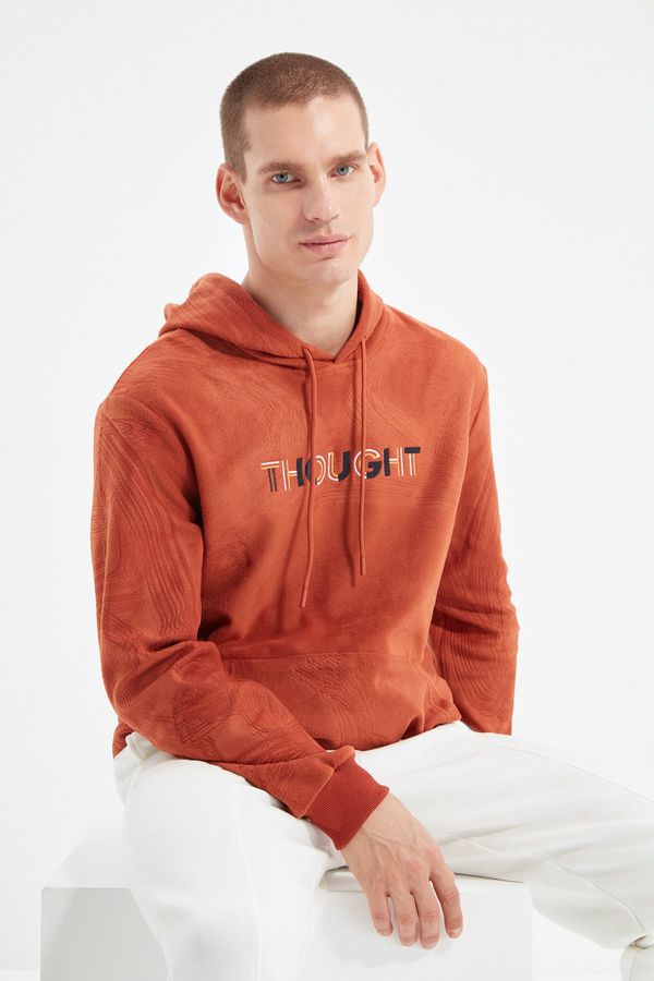 Trendyol Trendyol Tile Men Regular Fit Hooded Embroidery Fleece Quality Sweatshirt