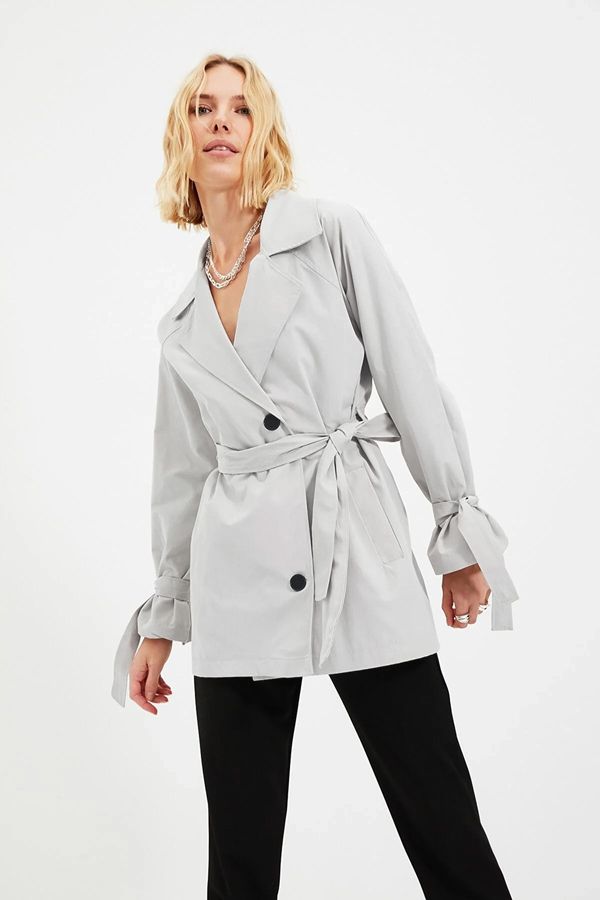 Trendyol Trendyol Trench Coat - Gray - Double-breasted