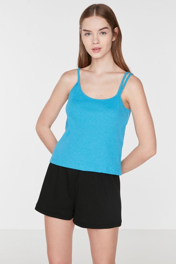 Trendyol Trendyol Turquoise Asymmetric Collar Camisole Knitted Blouse