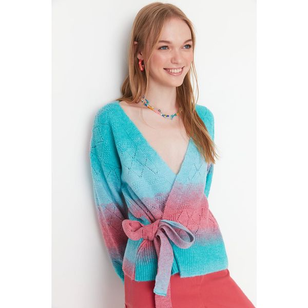 Trendyol Trendyol Turquoise Openwork Knitwear Cardigan