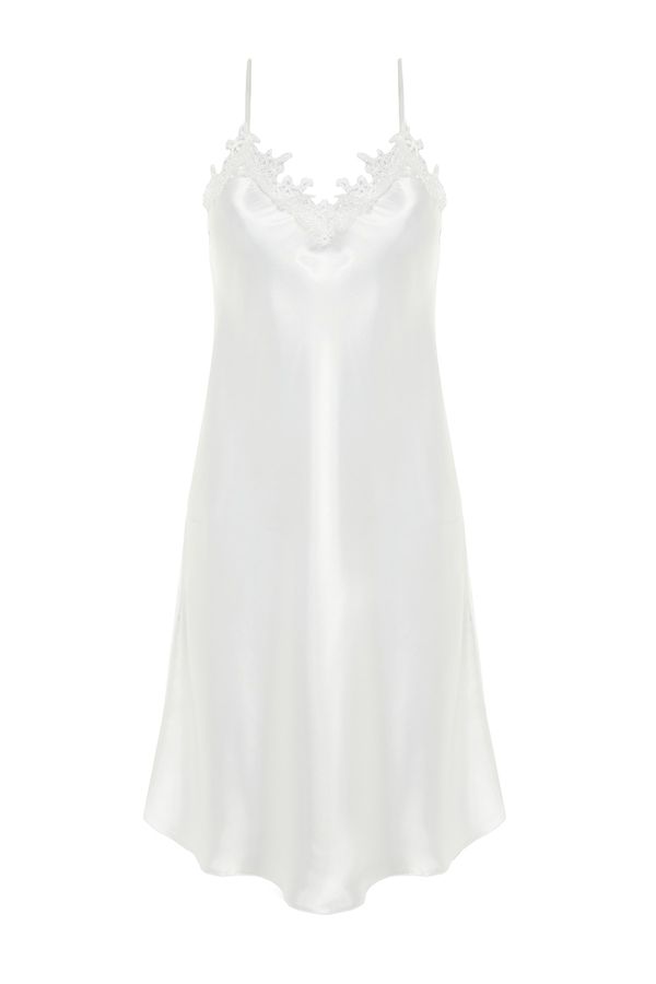 Trendyol Trendyol White Lace Detailed Satin Woven Nightgown