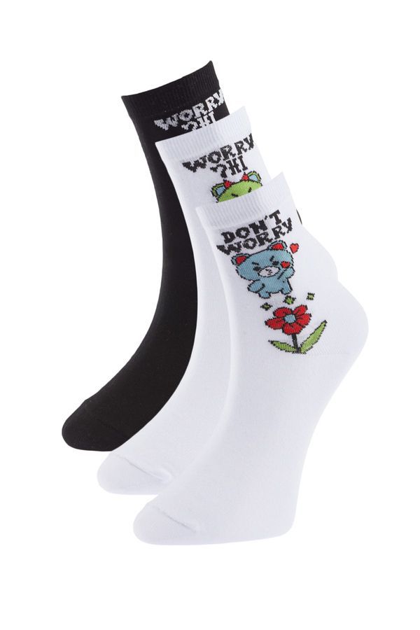 Trendyol Trendyol White Patterned 3-Pack Socks