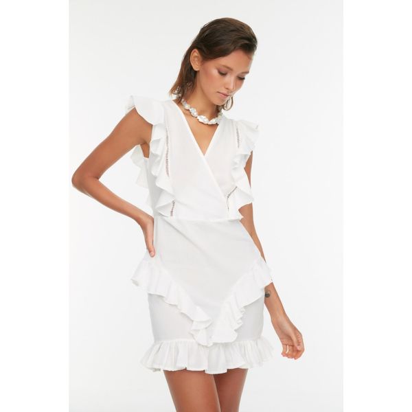 Trendyol Trendyol White Ruffle Detailed Dress