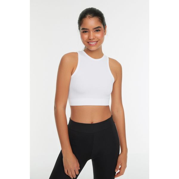 Trendyol Trendyol White Seamless Ribbed Halter Neck Sports Bra