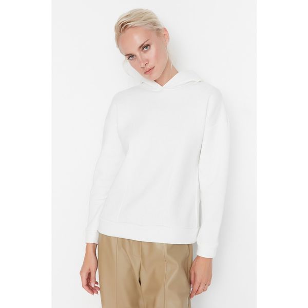 Trendyol Trendyol White Slit Detailed Knitted Sweatshirt