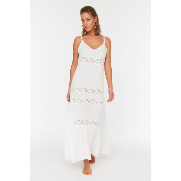 Trendyol Trendyol White Stripe Accessory Detailed Dress