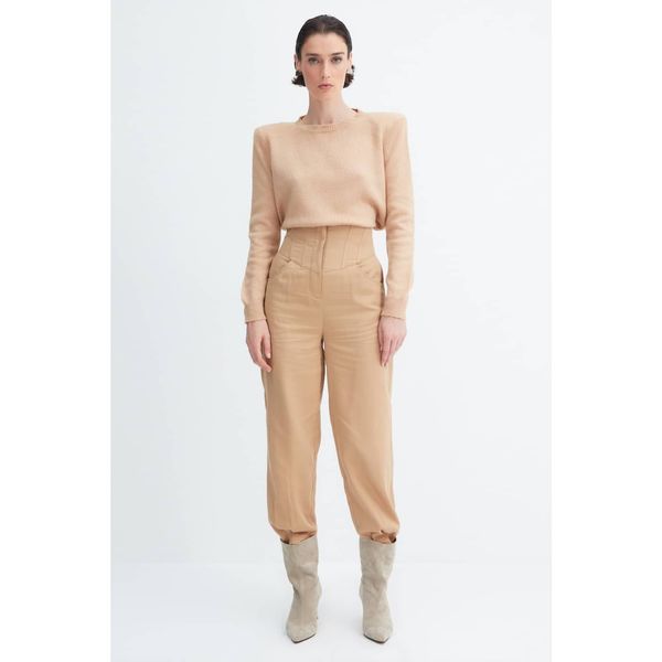 Trendyol Trendyol X Zeynep Tosun Beige Corset Detailed Trousers