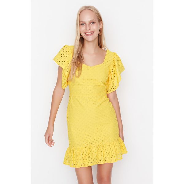 Trendyol Trendyol Yellow Belted Brode Dress