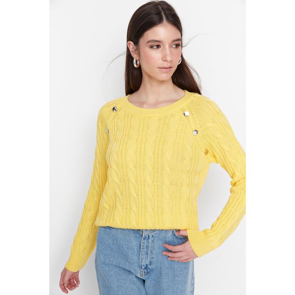 Trendyol Trendyol Yellow Button Detailed Knitwear Sweater