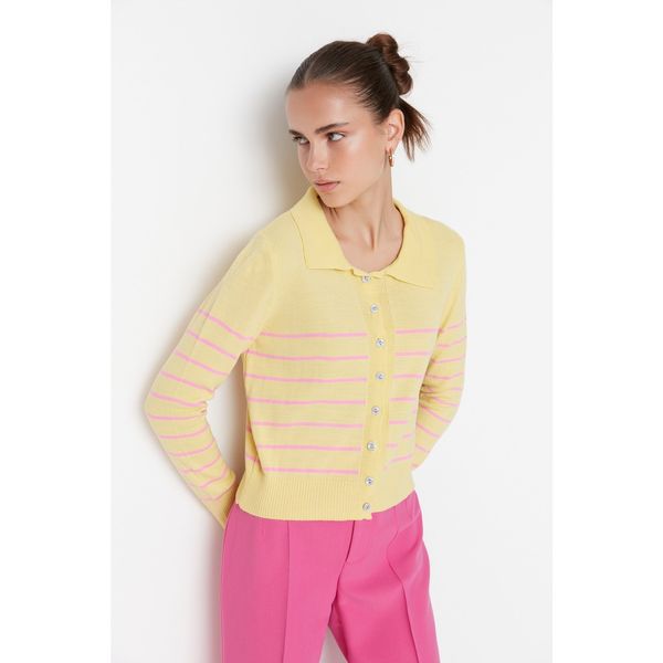 Trendyol Trendyol Yellow Polo Neck Knitwear Cardigan