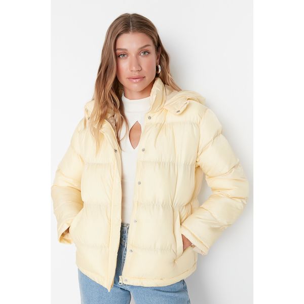 Trendyol Trendyol Yellow Wide Cut Oversize Hooded Down Jacket