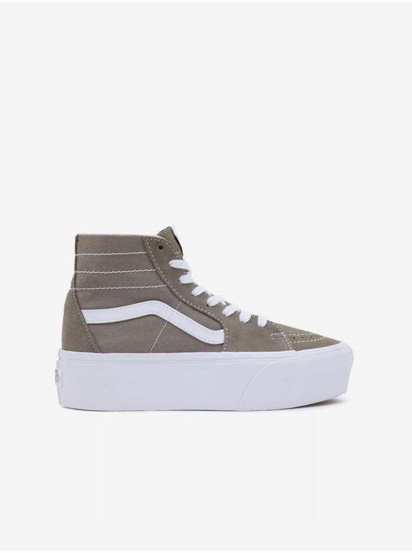 Vans Khaki Womens Ankle Sneakers with Suede Details on the VANS S Platform - Women