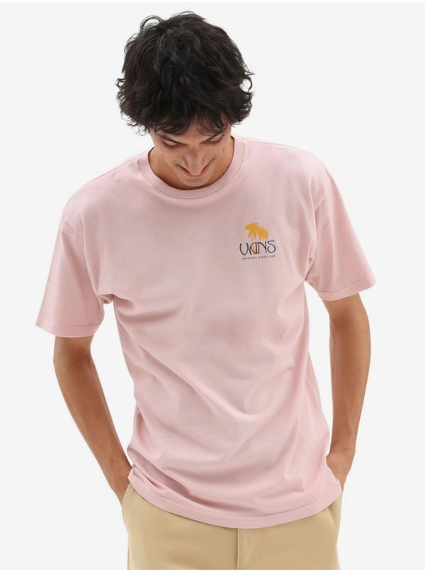 Vans Light Pink Mens T-Shirt VANS Sunset Dual Palm Vintage SS Tee - Men