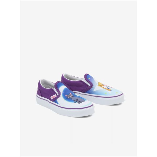 Vans Purple-White Kids Patterned Slip on Sneakers Vans UY Classic - Guys