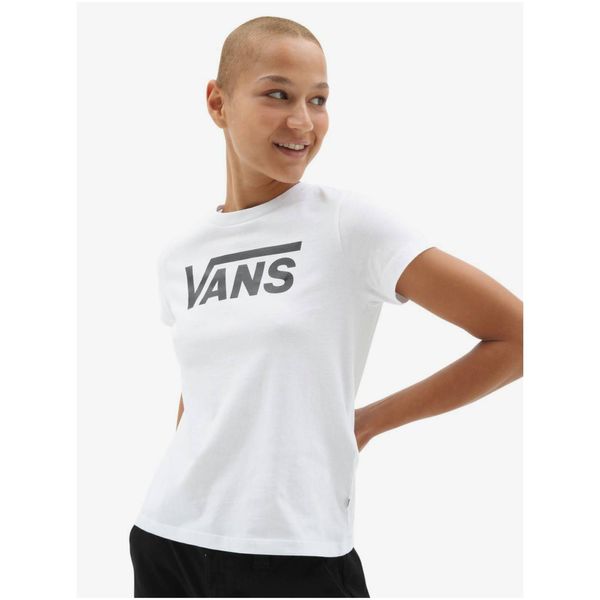 Vans White Women's T-Shirt with Print Vans Flying V Crew - Women