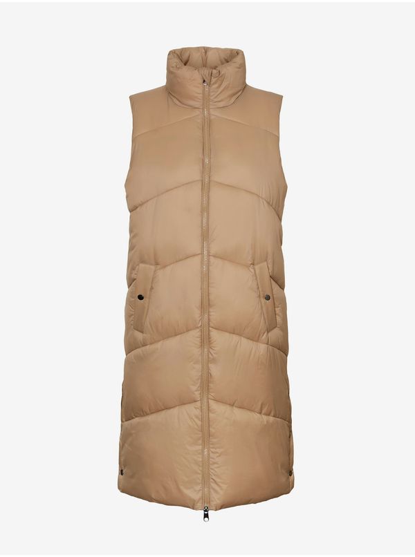 Vero Moda Beige long quilted vest with collar VERO MODA Uppsala - Ladies