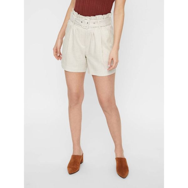 Vero Moda Beige Striped High Waist Shorts VERO MODA Gally