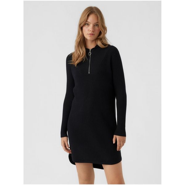 Vero Moda Black Ribbed Hoodie Dress VERO MODA Hermosa - Ladies