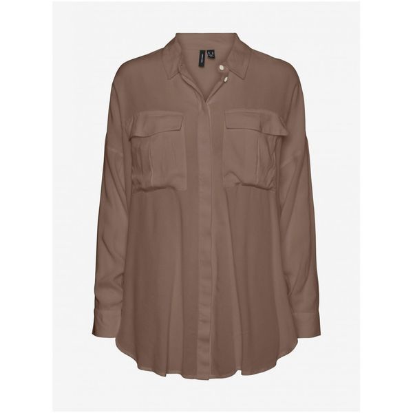 Vero Moda Brown oversize shirt VERO MODA Henna - Women